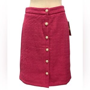 Nanette Lepore Fuchsia Button-Down Tweed Mini Skirt Size 4, NWT
